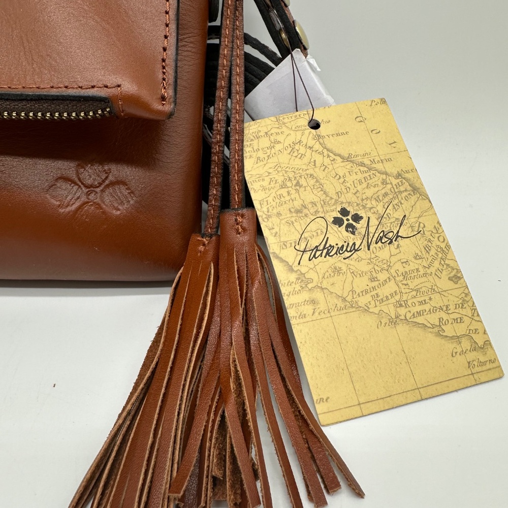 Patricia Nash Corfu Heritage Leather Crossbody Bag Tan With Dust Bag NWT - Picture 10 of 16